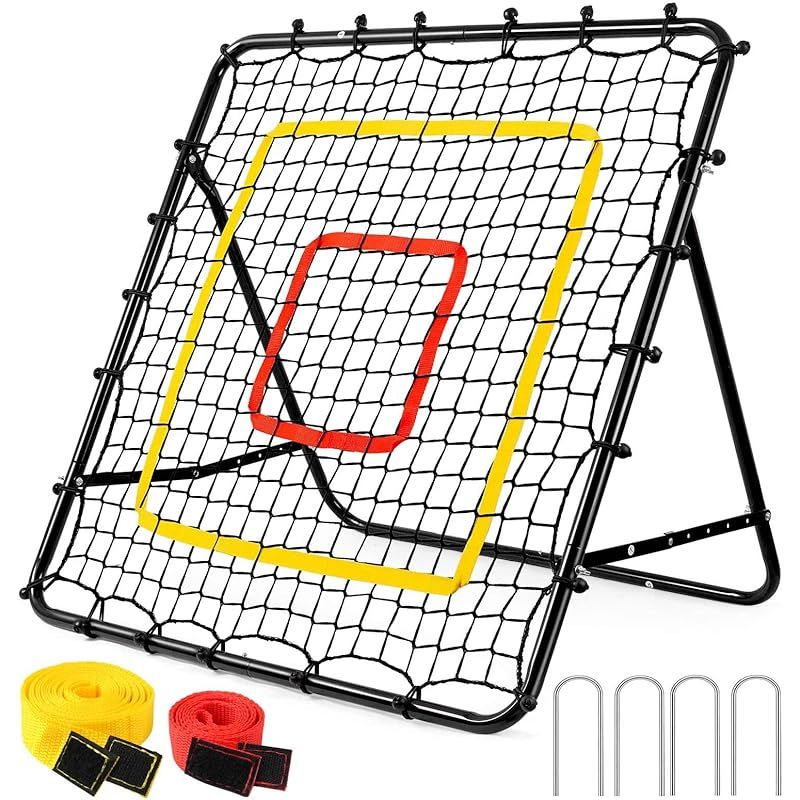 リバウンドネット 野球ネット サッカー練習用具 ピッチングネット テニス ハンドボール バレーボール フットサルに最適 室内外兼用練習ネット トレーニング用 練習グッズ 子供プレゼント 折り畳み可 ブラック 1