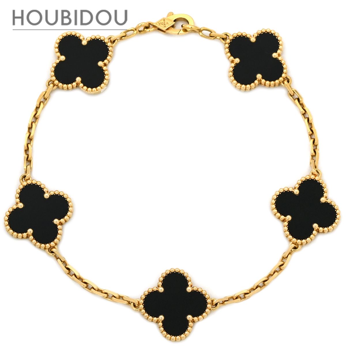 ヴァンクリーフアーペル Van Cleef & Arpels ブレスレット ヴィンテージ アルハンブラ ブラック×イエローゴールド 5モチーフ YG 18K オニキス VCARA41300 【箱】【中古】