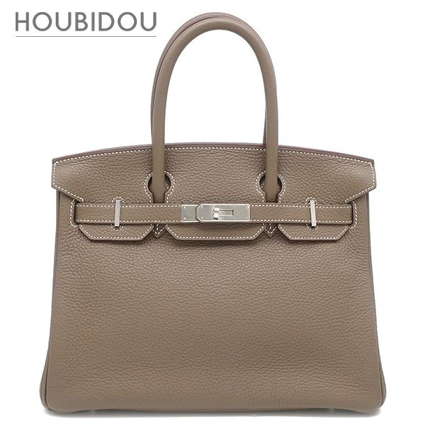 エルメス HERMES ハンドバッグ バーキン30 トリヨンクレマンス エトゥープ シルバー金具 グレージュ T【中古】