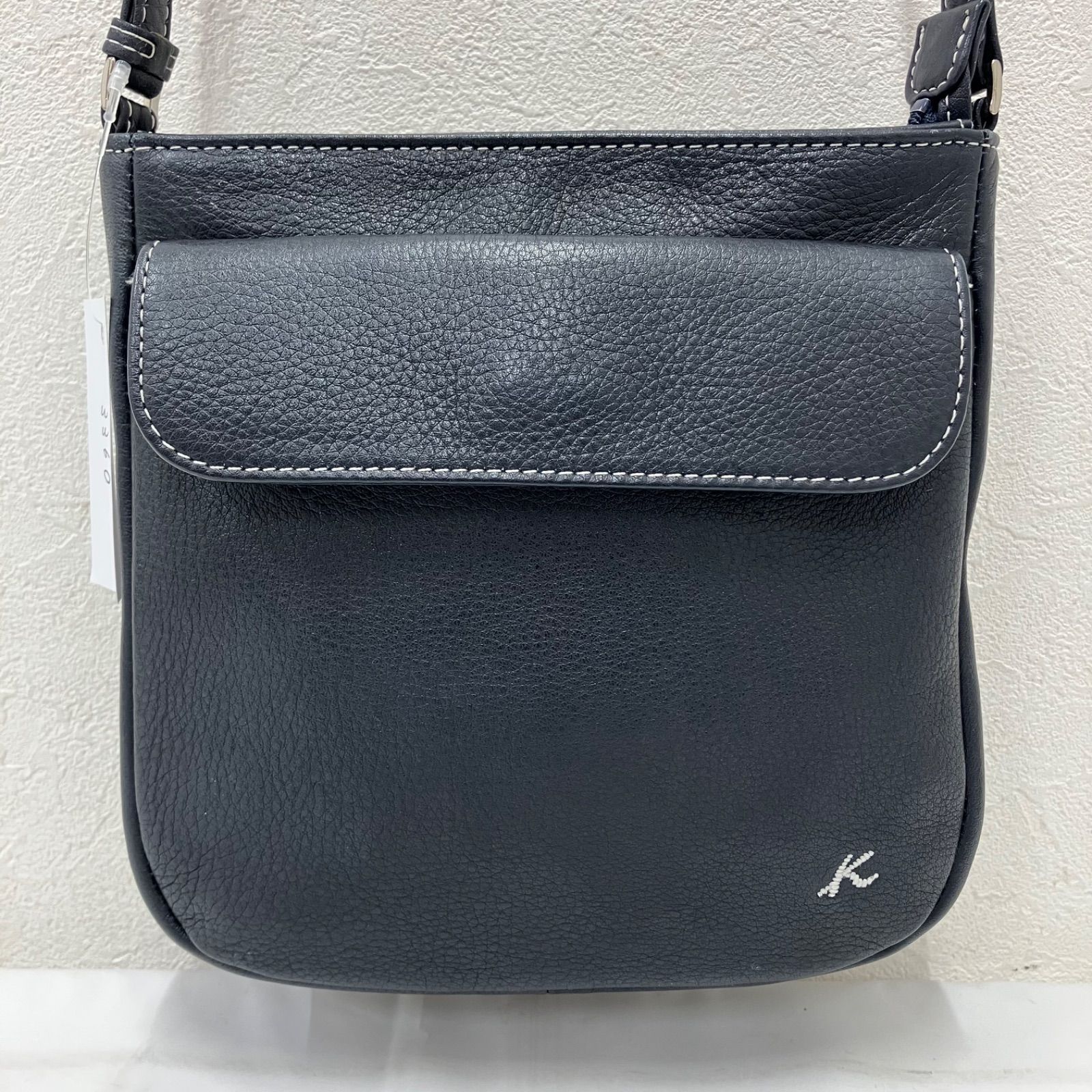 3360 Kitamura キタムラ ショルダーバッグ ネイビー 紺 レザー 