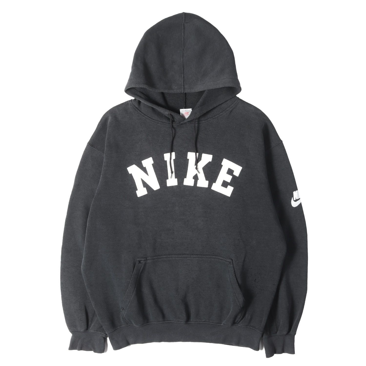 NIKE / vintage ナイキ ヴィンテージ パーカー ブラック 黒 サイズ:XL | GOODフェード 銀タグ | 90s アーチロゴ スウェットパーカー | 日本製 | 90年代 古着 | トップス フーディー【メンズ】【中古】
