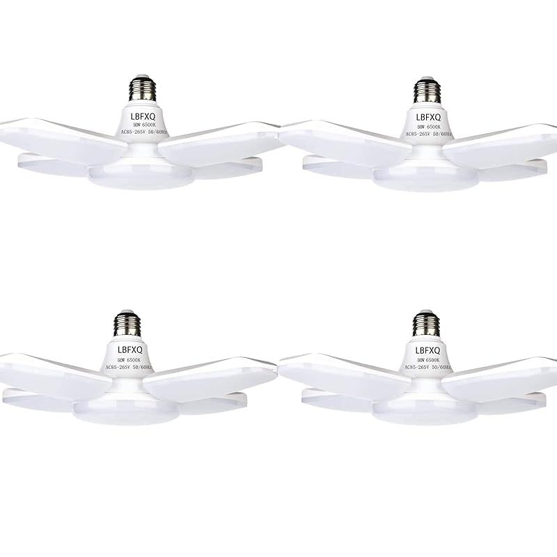 LBFXQガレージライトled 作業灯 led シーリングライト 80W 6500K 天井照明 取付簡単 工事不要 角度調節可能 車庫 倉庫 納戸 工事用照明 昼白色 (4個) 1