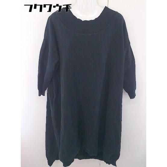 ■ antiqua patterntorso アンティカ パターントルソ コットン ニット 膝下丈 ワンピース ブラック レディース 【中古】 【1112290006590】