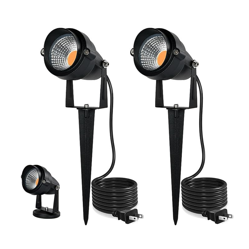 [2025年改良] LED ガーデンライト 電球色 2700K 10W 防水 屋外用ライト 1280ルーメン ガーデンスポット IP66防水庭園灯 上下左右に回転可能 芝生 風景ライト、地中埋込型壁掛け式 二通り取り付け方法 5万時間の寿命、PSE認証済 1