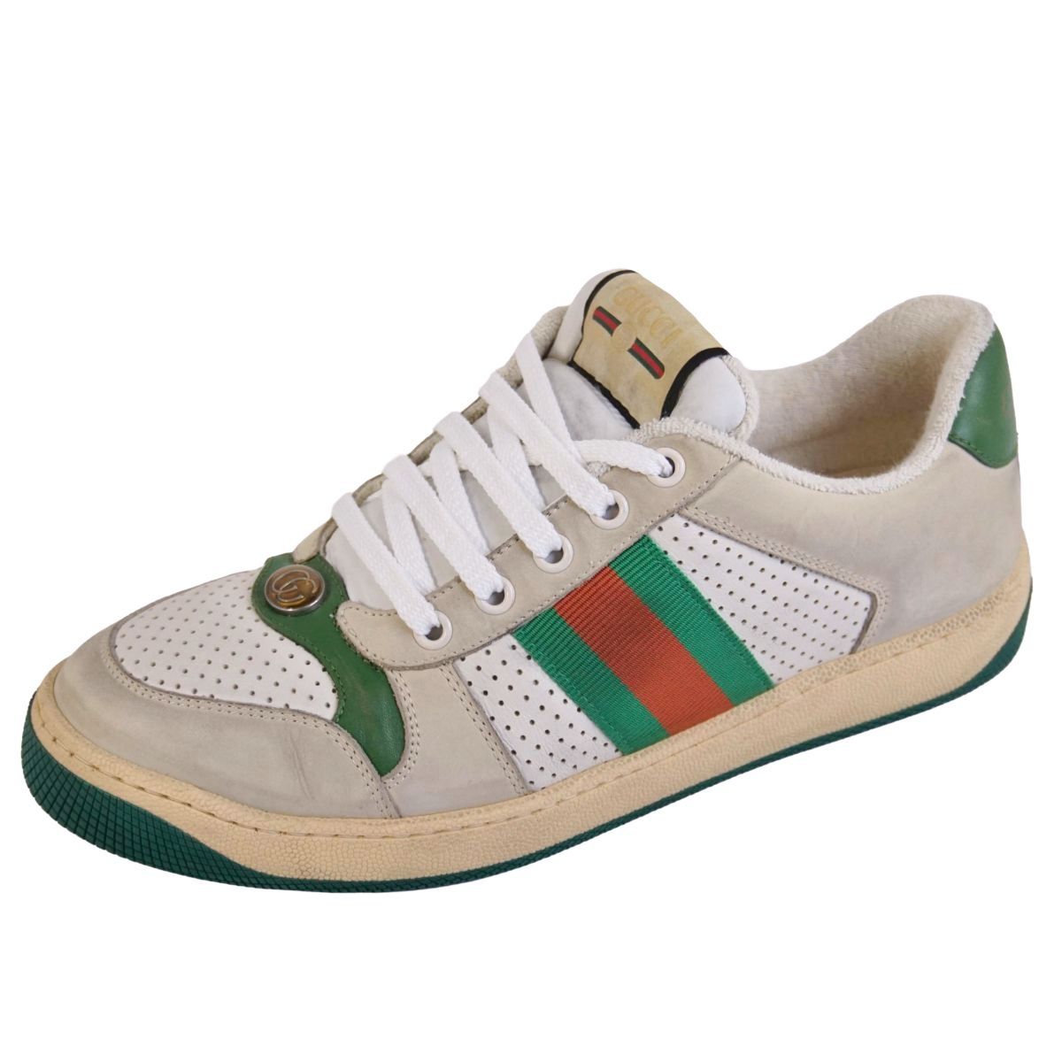 美品 グッチ GUCCI スニーカー スクリーナー GGロゴ ローカット レース