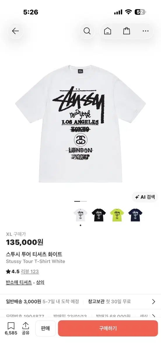 STUSSY ツアー Tシャツ 白