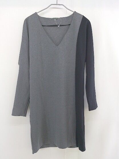 ◇ BLACK BY MOUSSY ブラックバイマウジー 長袖 ミニ ワンピース サイズF グレー ブラック レディース 【中古】 【1203180001938】
