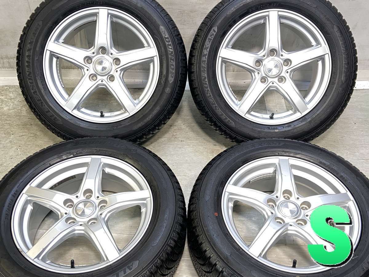 215/60R16 ダンロップ ALL SEASON MAXX AS1 　 VIOLENTO 16x6.5 55 114.3-5穴 中古タイヤ スタッドレスタイヤ ホイールセット 4本セット w16260421909
