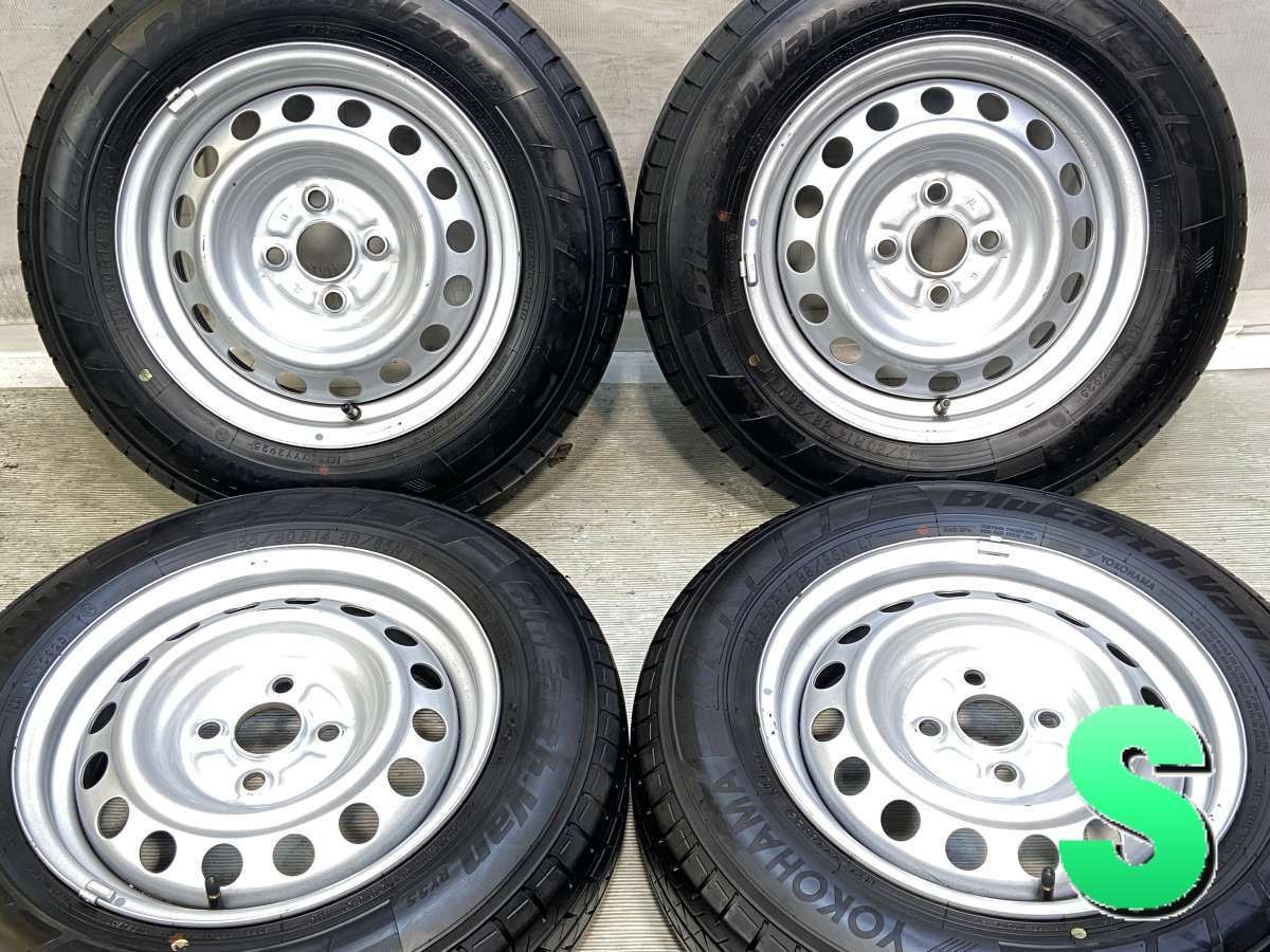 155/80R14 88/86N LT ヨコハマ ブルーアース Van RY55 トヨタ純正 AL 14x5.0 100-4穴 中古タイヤ サマータイヤ ホイールセット 4本セット s14260411048