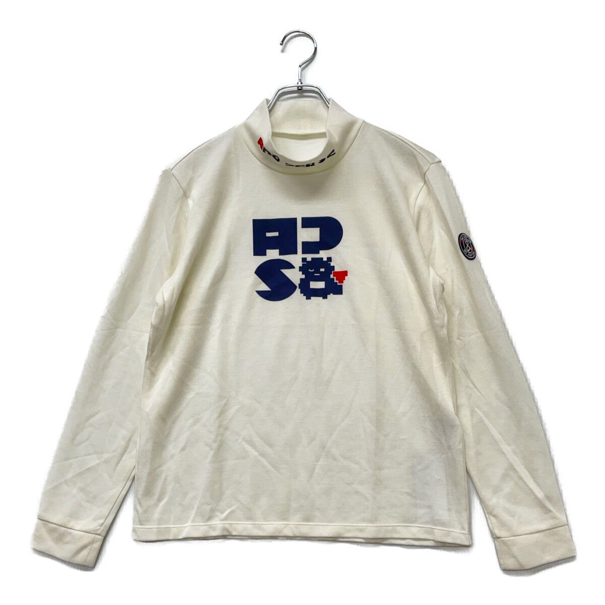 中古 レディース アンパスィ and per se 長袖シャツ LL 白系 アイボリー 訳あり モックネック