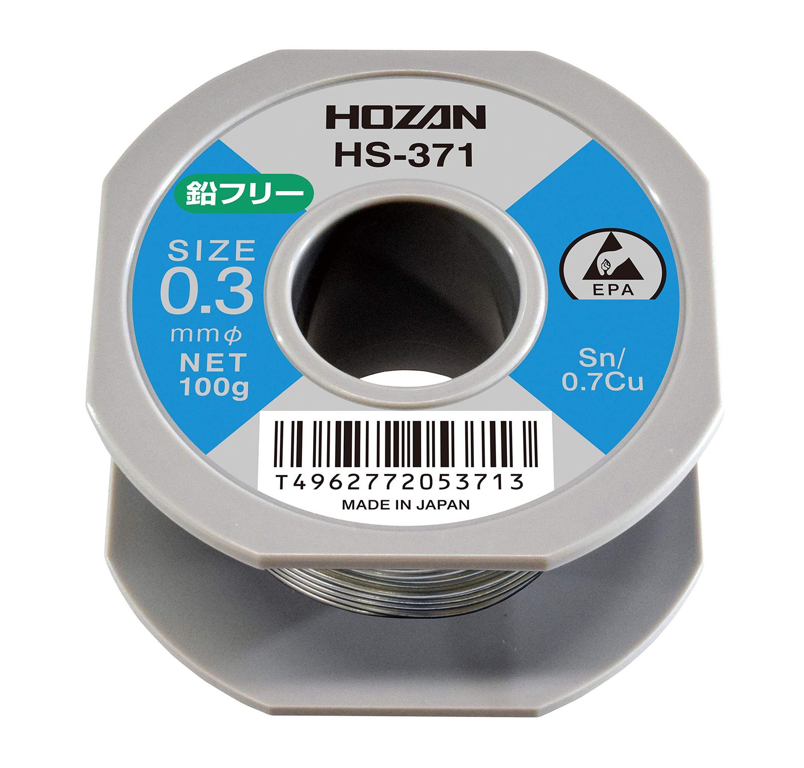 ホーザン(HOZAN) 鉛フリーハンダ 鉛フリー半田 Sn-0.7Cu 鉛フリー半田 線径0.3mmΦ 重量100g HS-371kk