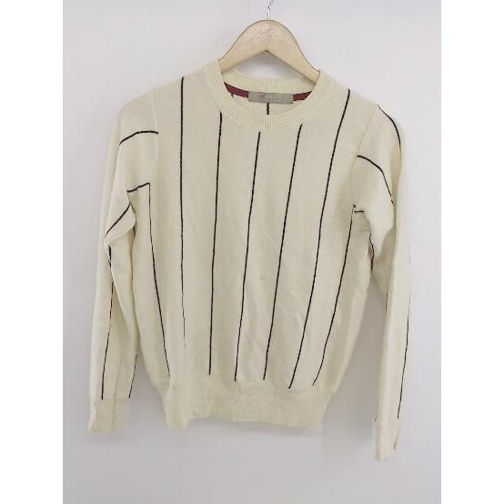 ◇ A day in the life UNITED ARROWS ウール ニット ストライプ 長袖 セーター アイボリー レディース P 【中古】 【1208220006638】