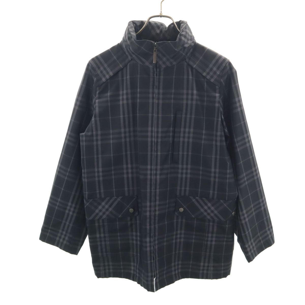 美品 BURBERRY LONDON バーバリーロンドン チェック柄 ウインドブレーカー 11 ブラック 三陽商会 ジャケット レディース 古着