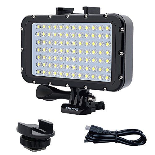 Suptig 水中ライト ダイブライト 84 LED ハイパワー 調光可能 防水 LED ビデオライト 防水 164フィート (50m) Gopro Canon Nikon Pentax Panasonic Sony Samsung SLRカ f4cea082