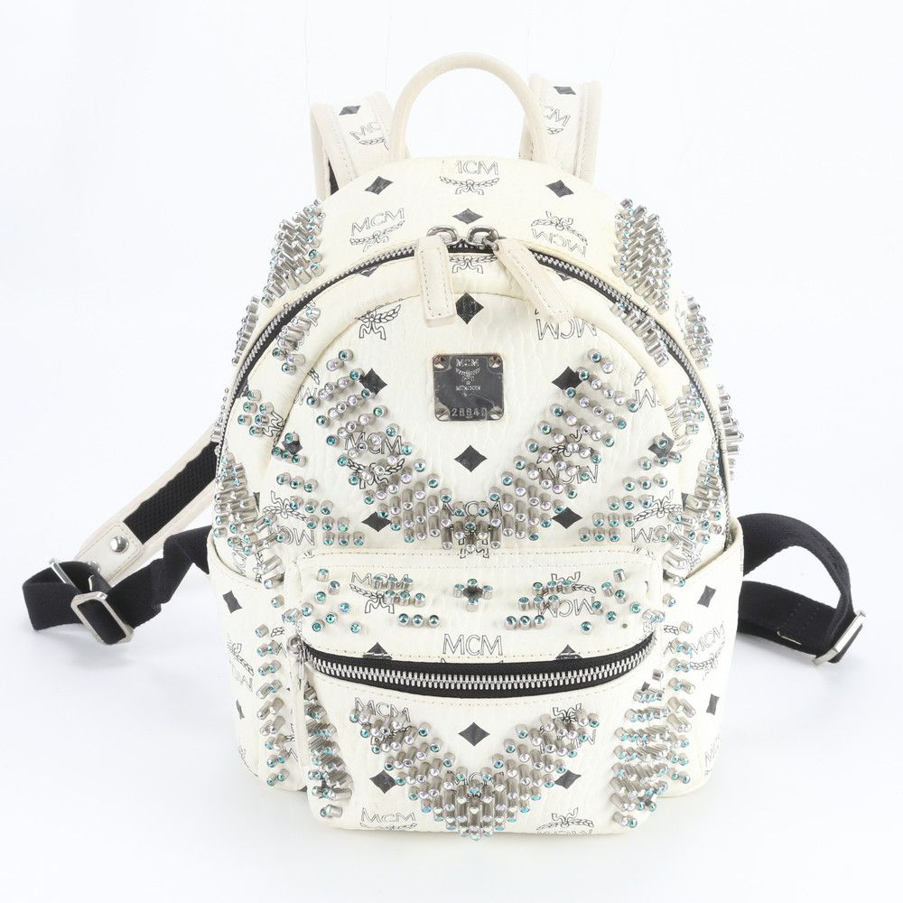 美品 MCM エムシーエム ヴィセトス スタッズ レザー リュックサック リュック バックパック ショルダー レディース EUE EA6-10【中古】