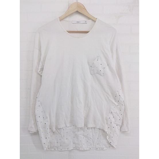 ◇ rehacer レアセル コットン100% 星柄 長袖 Tシャツ カットソー サイズM オフホワイト ブラック メンズ P 【中古】 【1208240002498】