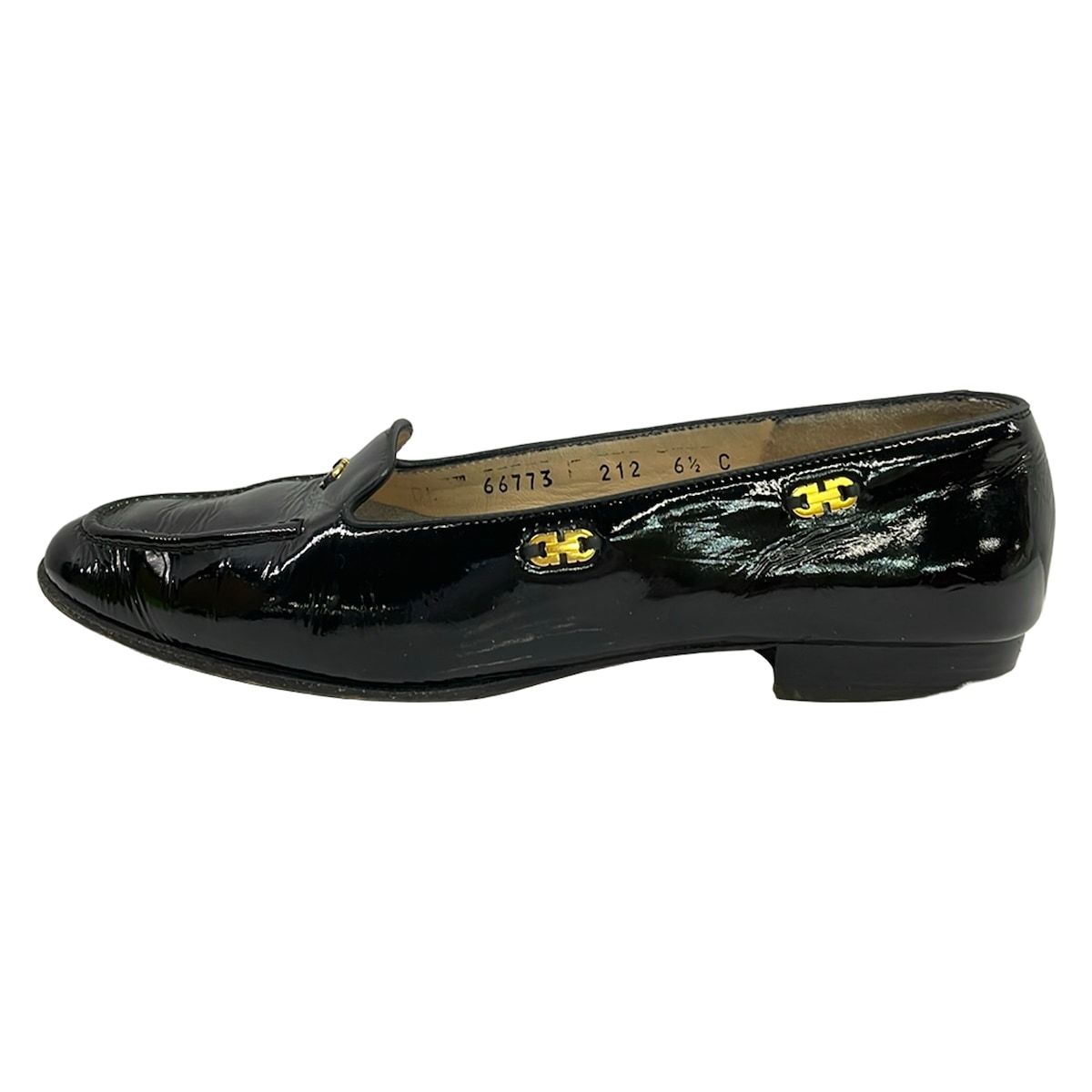 FERRAGAMO/SalvatoreFerragamo(サルバトーレフェラガモ) ローファー 6 1/2 C レディース - 黒 ガンチーニ レザー