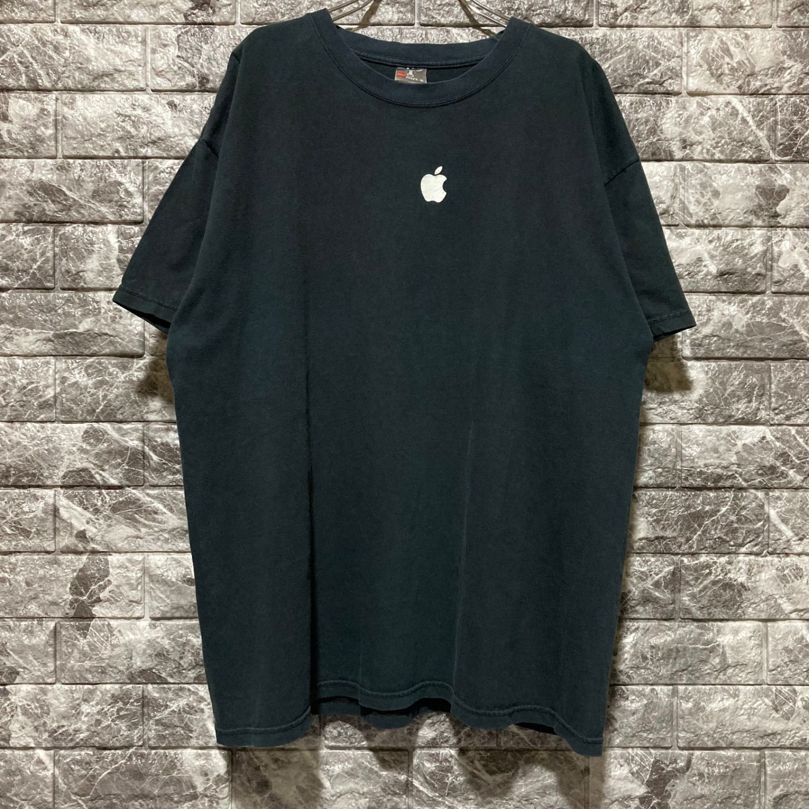 Apple Tシャツ XL アップル 企業 企業ロゴ 古着 BLACK フェード