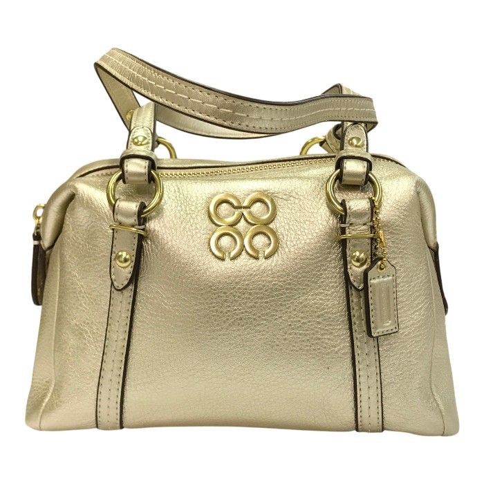 COACH コーチ ミニボストンバッグ レディース レザー ハンドバッグ オプアート メタリックゴールド 45524 中古 T1