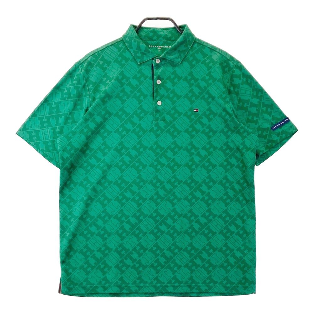 サイズ：LL TOMMY HILFIGER GOLF トミー ヒルフィガーゴルフ 半袖ポロシャツ 総柄 グリーン系 [240101684496] ゴルフウェア メンズ ストスト