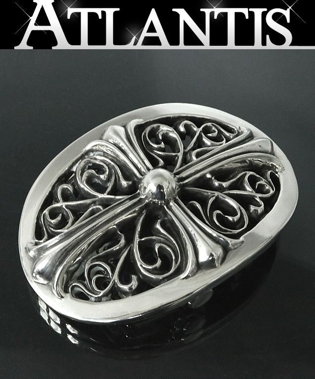 CHROME HEARTS 銀座店 クロムハーツ インボイス付き ラージ クラシック オーバルクロス バックル ベルト メンズ シルバー SV925 103371