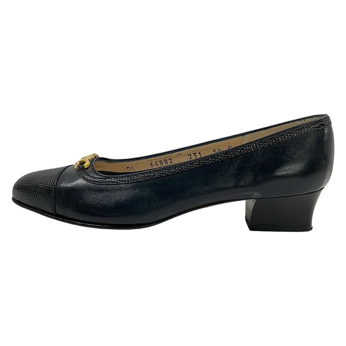 FERRAGAMO/SalvatoreFerragamo(サルバトーレフェラガモ) パンプス 5 1/2 C レディース - ダークネイビー ガンチーニ レザー