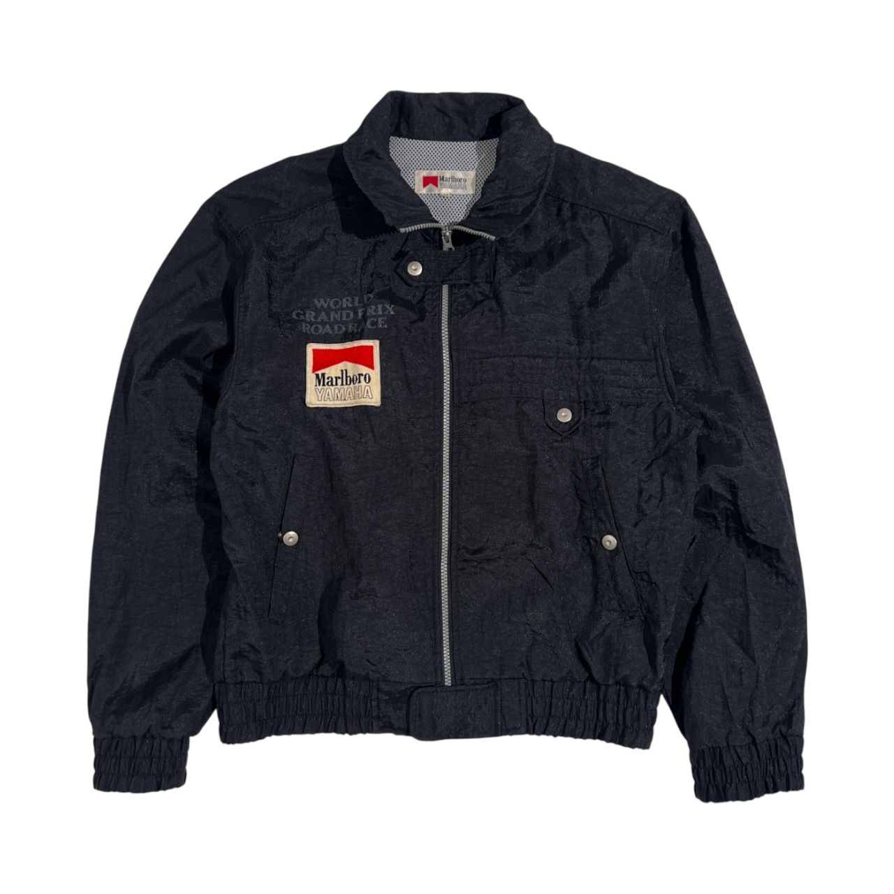 90s Marlboro YAMAHA マルボロ ヤマハ WORLD GRAND PRIX ジャケット ジャンパー M/ブラック メンズ レーシング 希少 当時物 ビンテージ