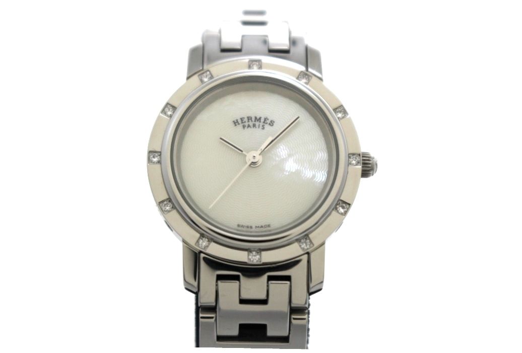 HERMES エルメス クリッパーナクレ CL4.230 腕時計 ホワイトシェル（白蝶貝） レディース クオーツ 2148104026002 【200】【中古】