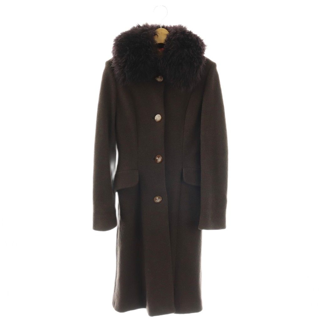 ヴィヴィアンウエストウッドレッドレーベル Vivienne Westwood RED LABEL コート ウール ラムファー オーブボタン 2 ダークブラウン /ES ■GY19