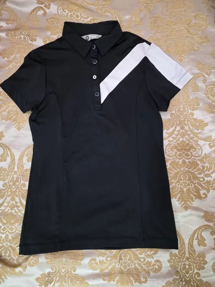 PGA ブラック/ホワイト レディース ゴルフ 半袖 Tシャツ