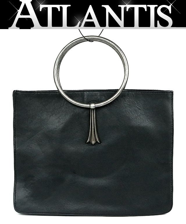 CHROME HEARTS 銀座店 クロムハーツ クロステイルリング ハンドバッグ レザー シルバー 黒 102432