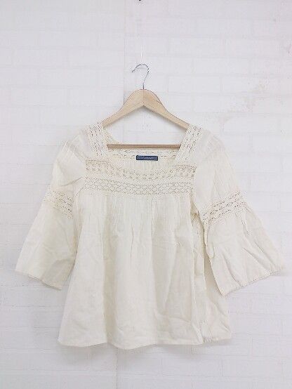 ◇ Rhythm of Life UNITED ARROWS スクエアネック 長袖 シャツ ブラウス アイボリー レディース P 【中古】 【1208310002427】