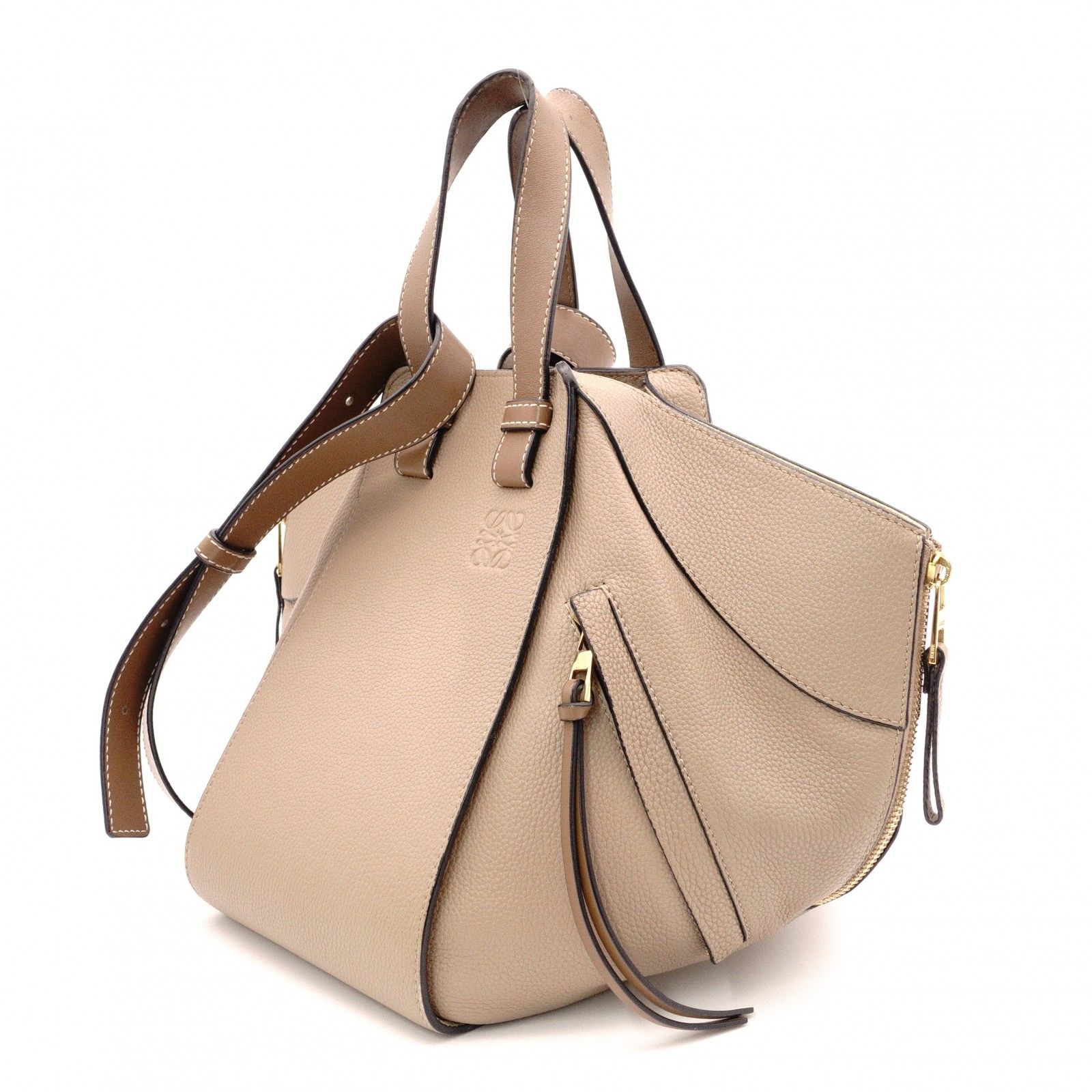 LOEWE ロエベ ハンモック スモール ハンドバッグ レザー ベージュ 2way 