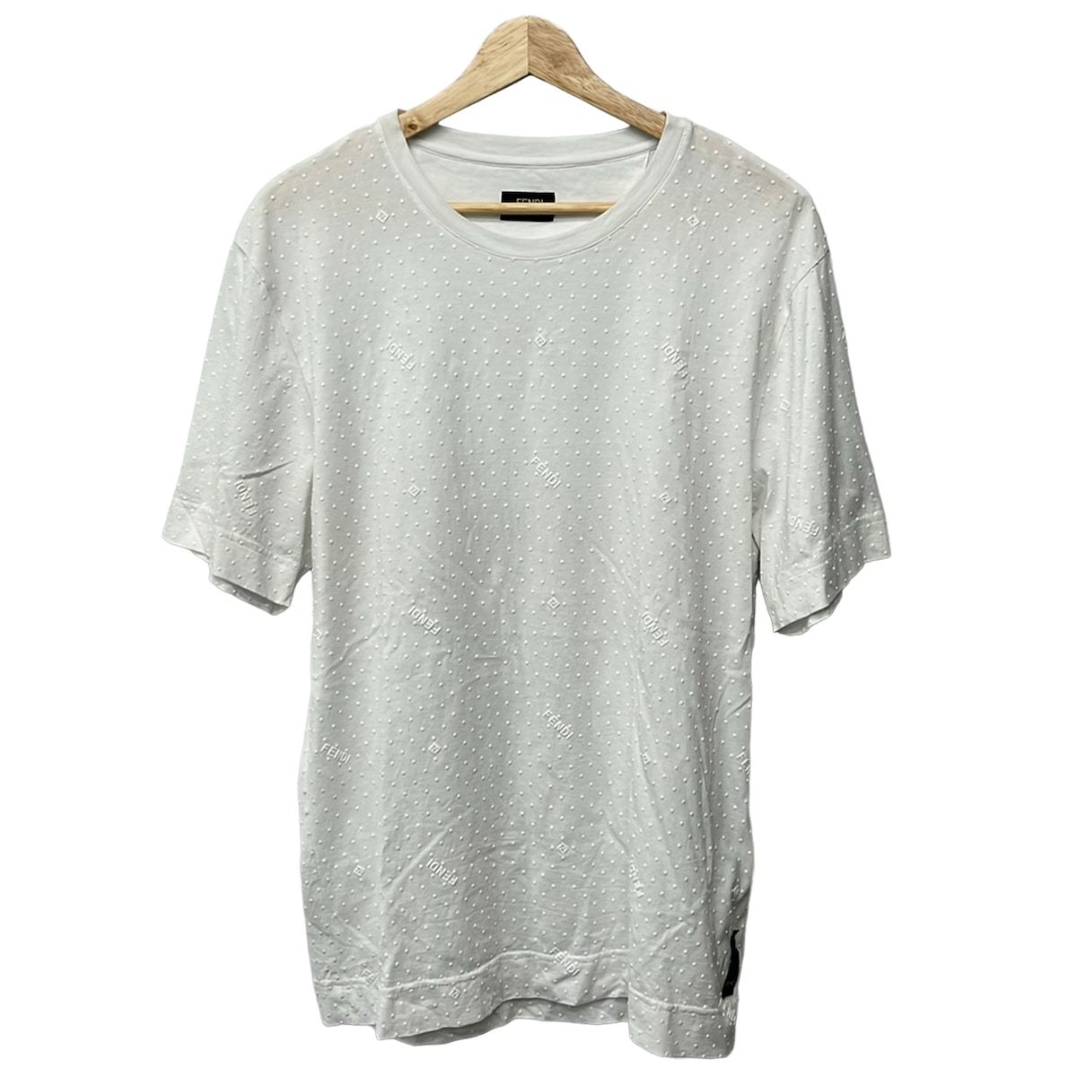 FENDI(フェンディ) 半袖Tシャツ サイズS メンズ美品 - 白 クルーネック/ドット柄