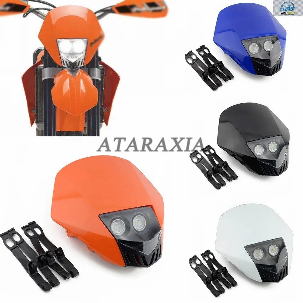 モトクロス エンデューロ ヘッドライト ダートバイク ツイン LED ヘッドランプ フェアリング ホンダ ヤマハ スズキ カワサキ DRZ KLX MX WR