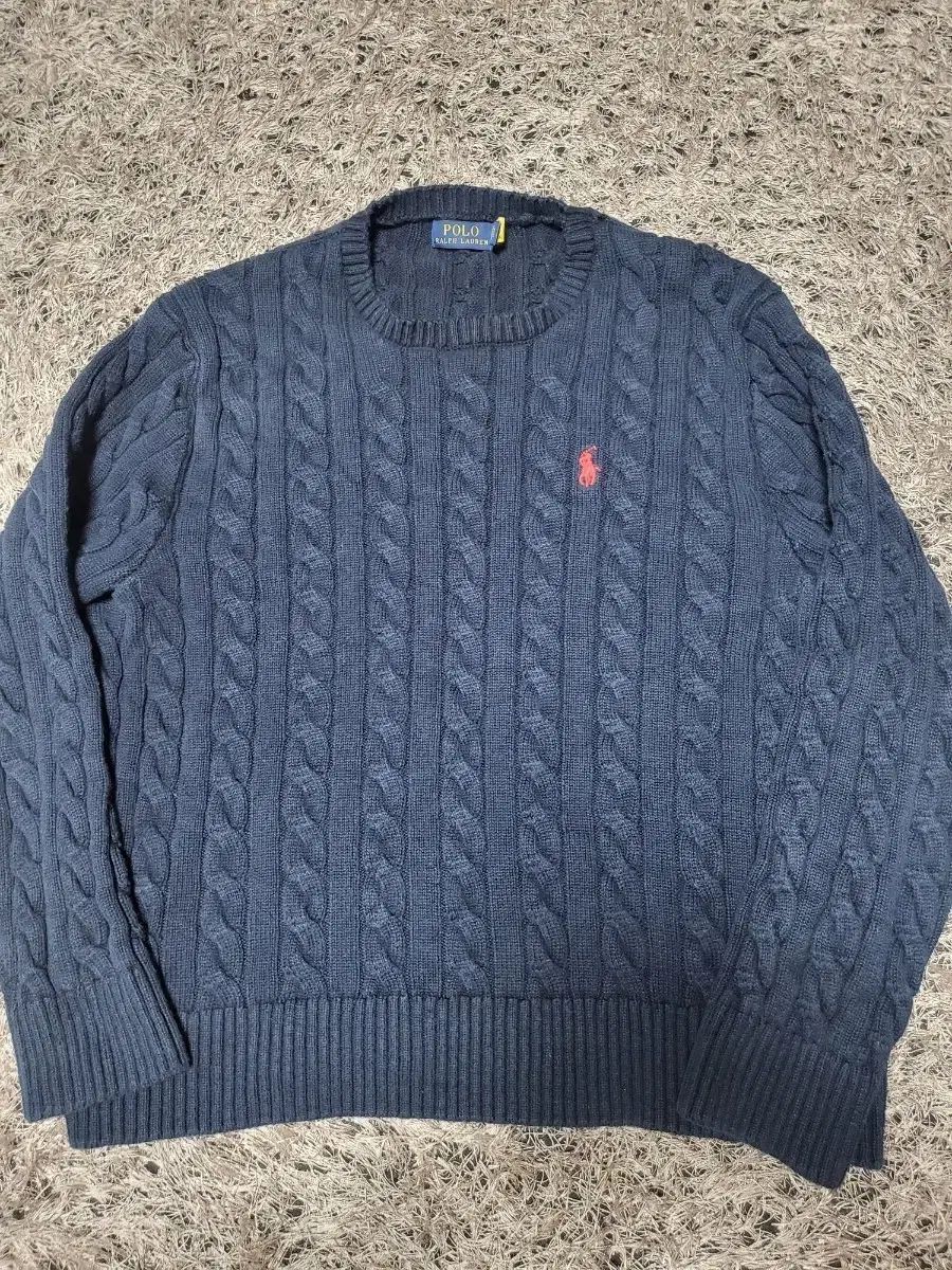 ポロラルフローレン ネイビー ケーブルニット XL