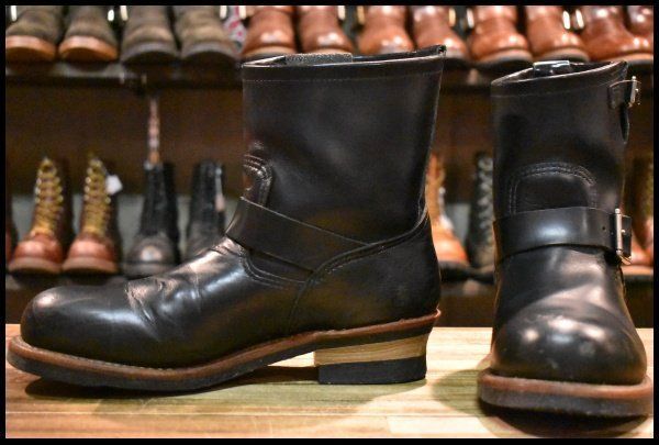 【9.5D 良品 11年】レッドウィング 2976 ショート エンジニア 黒 ブラッククローム スチールトゥ ブーツ redwing HOPESMORE【GE199】