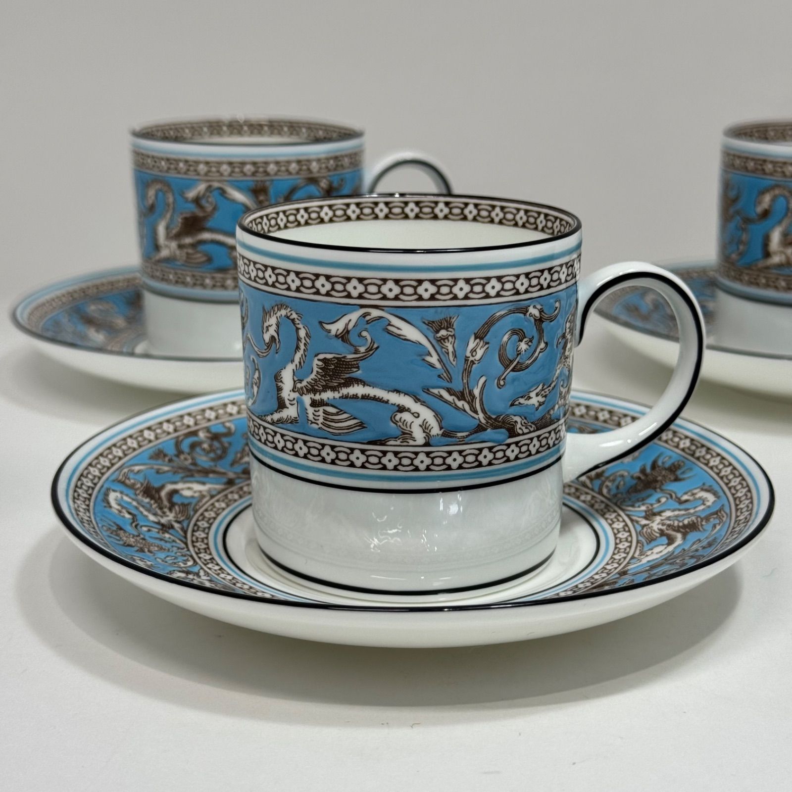 WEDGWOOD ウェッジウッド「フローレンティーン ターコイズ」カップ＆ソーサー 4客セット 11,360円
