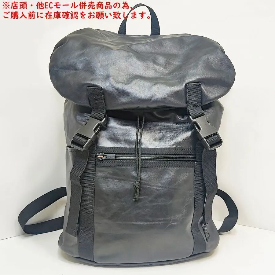 ※併売商品※◆中古状態良好◆PORTER【ポーター】バックパック レザー ブラック リュックサック メンズ　M1783