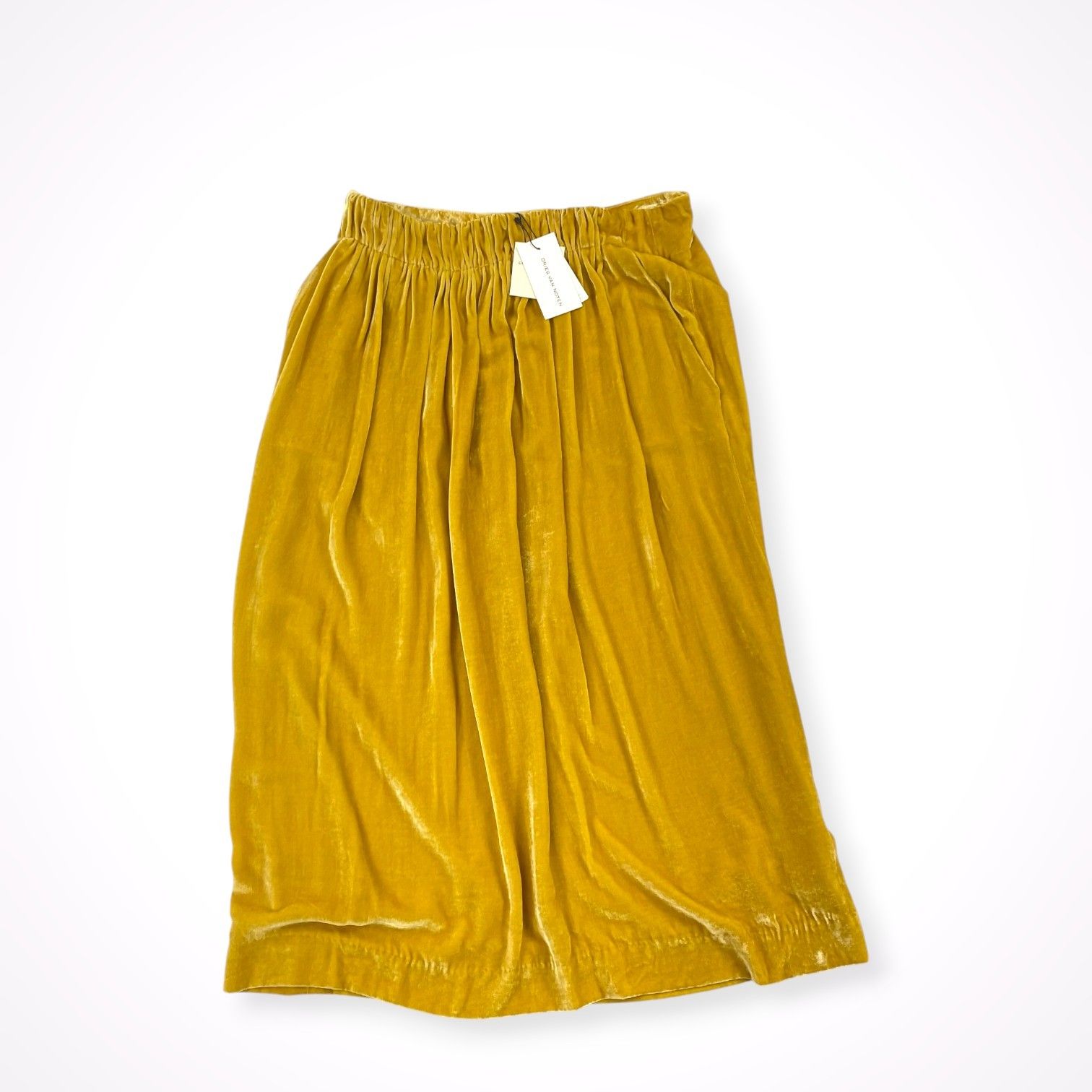 DRIES VAN NOTEN / シルクMIXベロアギャザースカート タグ付 参考定価：80,000程度 SIZE:34