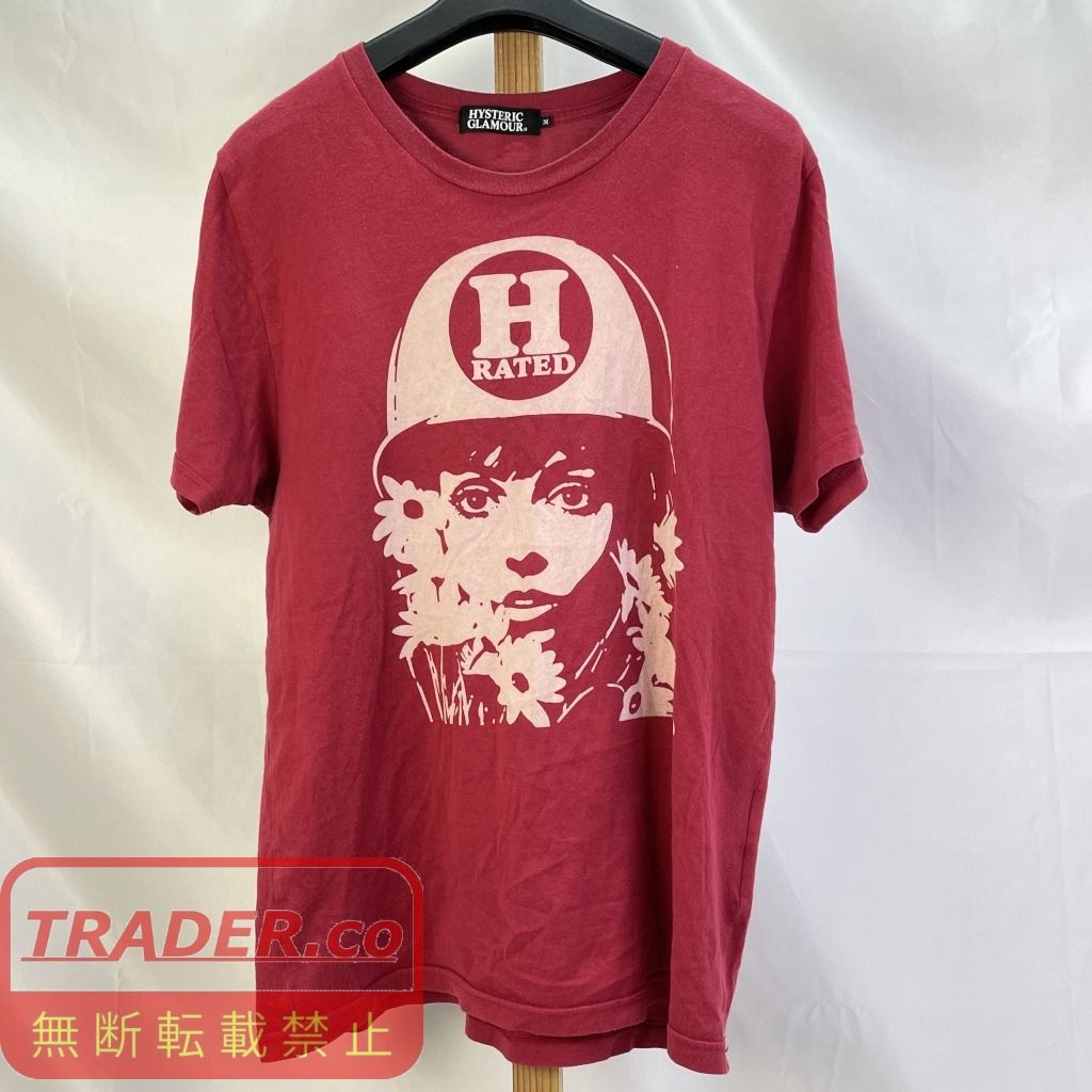01w-6645 ヒステリックグラマー HYSTERIC GLAMOUR H RATED Tee プリントTシャツ レッド サイズM 日本製 メンズ 半袖Ｔシャツ コットン 0221CT13 【中古品】