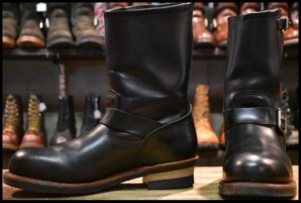 【10D 良品 08年】レッドウィング 2268 エンジニア 黒 ブラッククローム スチールトゥ プルオン ブーツ redwing HOPESMORE【GE241】