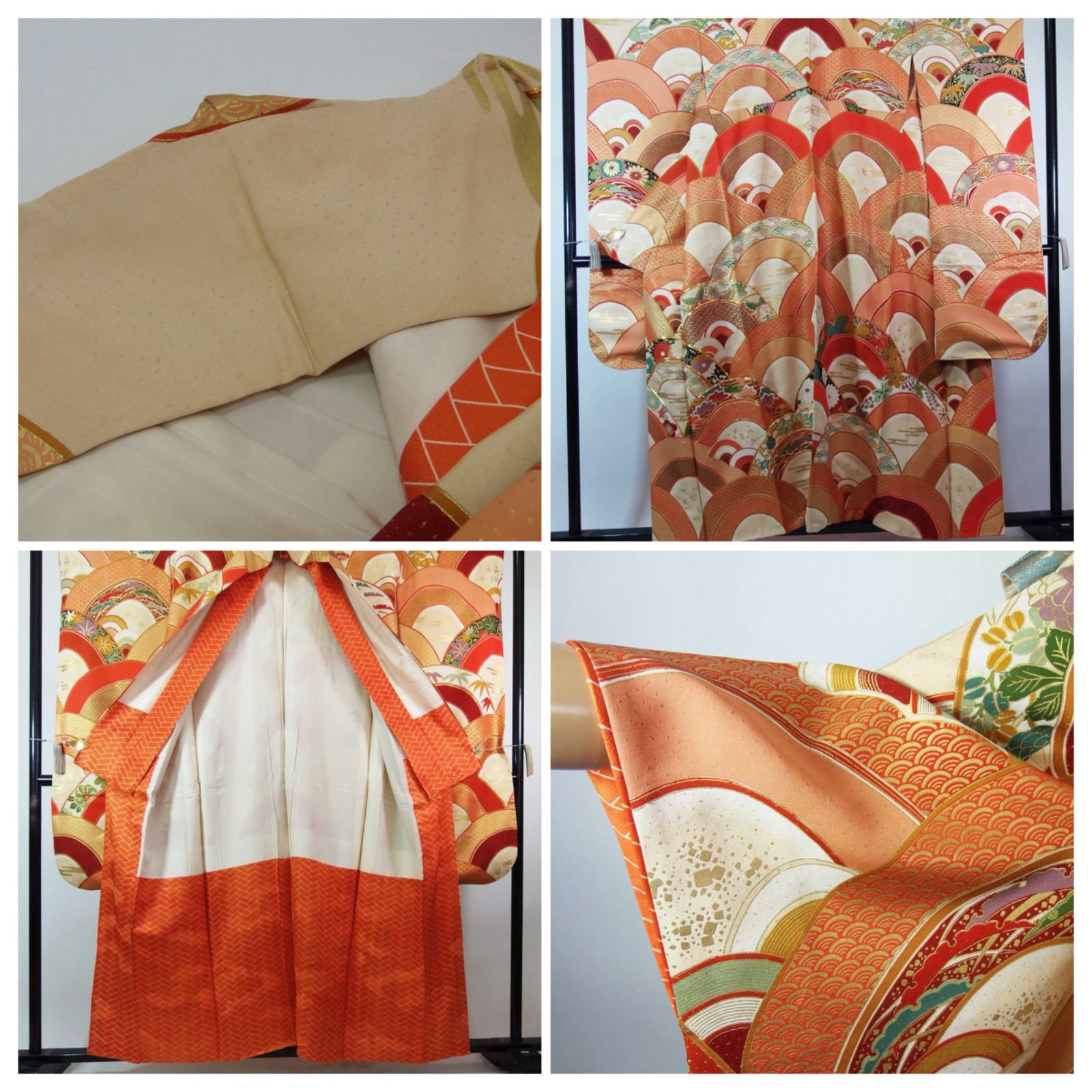 豪華絢爛 伊達衿付き 花青海波に四季花舞う 金彩染め分け 金駒刺繍入り 