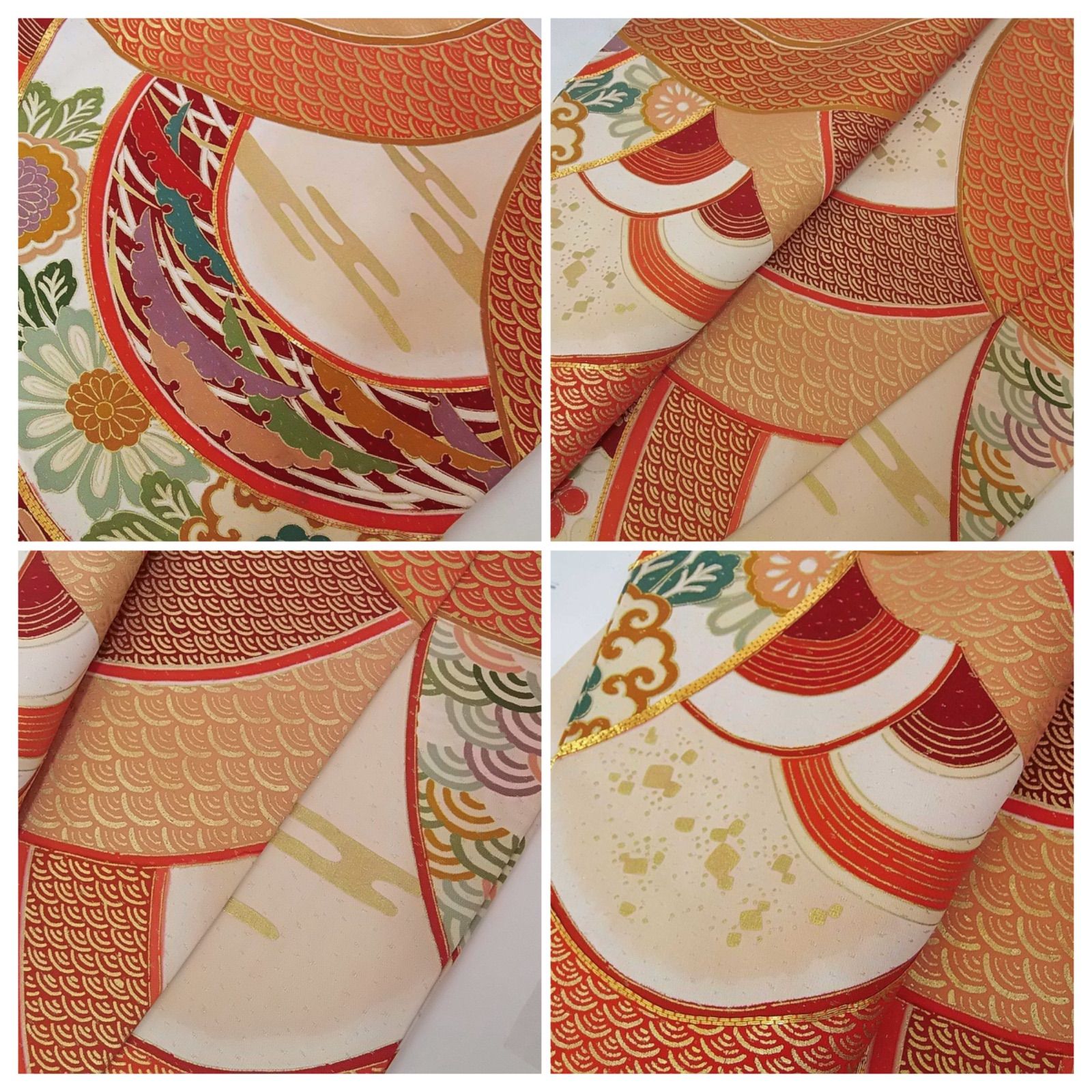 豪華絢爛 伊達衿付き 花青海波に四季花舞う 金彩染め分け 金駒刺繍入り 