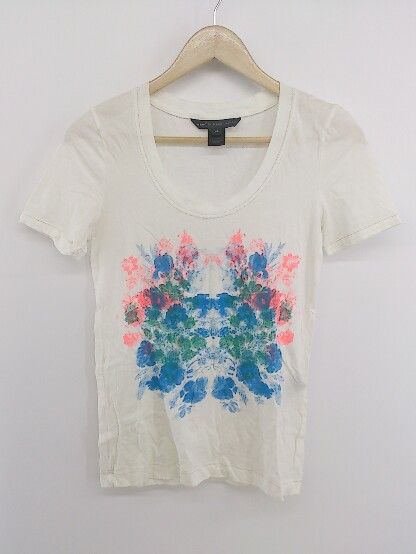 ◇ MARC BY MARC JACOBS ペイント柄 半袖 Tシャツ カットソー サイズ XS ホワイト マルチ レディース P 【1301270002817】