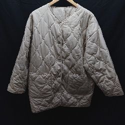 ◇ INGNI ｲﾝｸﾞ 中綿 パファー ボタンダウン キルティング クルーネック ジャケット ブルゾン Mサイズ ベージュ 女 E 【1301260038741】