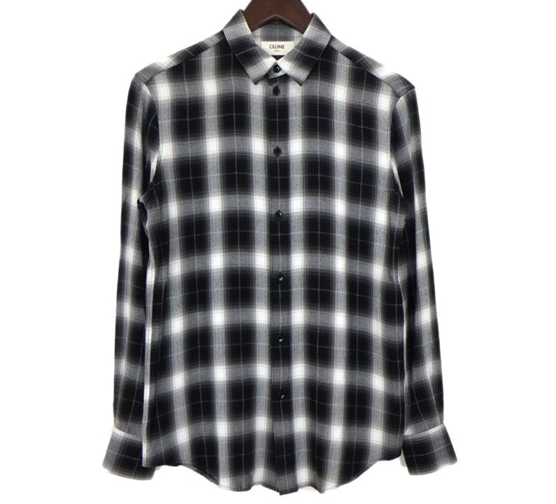 セリーヌ CELINE 19SS 【 2C154362F 】 レーヨン チェック シャツ 50022