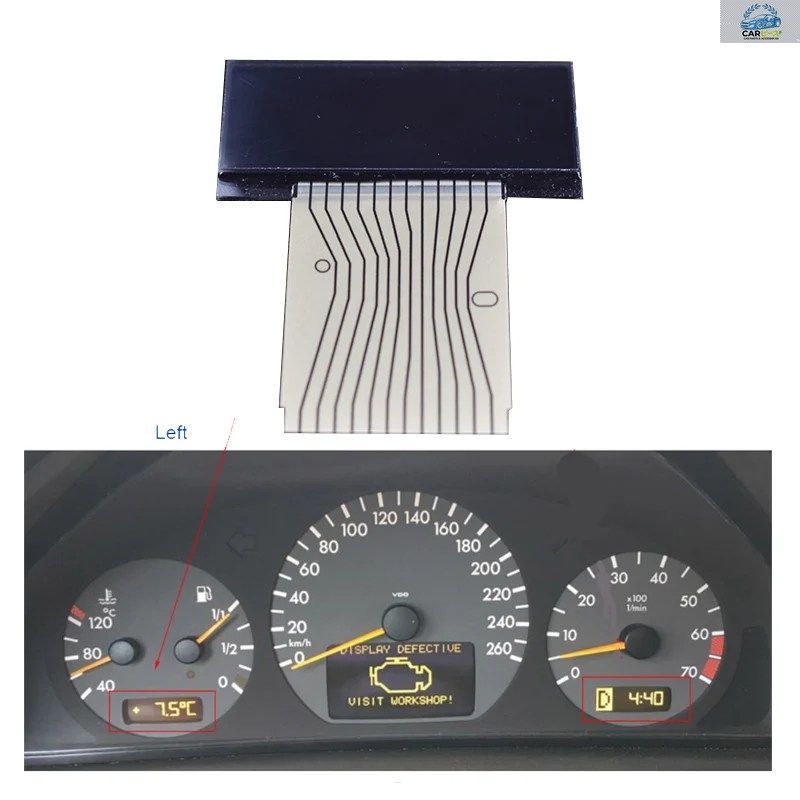 メルセデスベンツ Cクラス、Eクラス、W208、CLK、W210、SLK、R170 用ダッシュボード LCD スクリーン計器ディスプレイ（左側）温度表示
