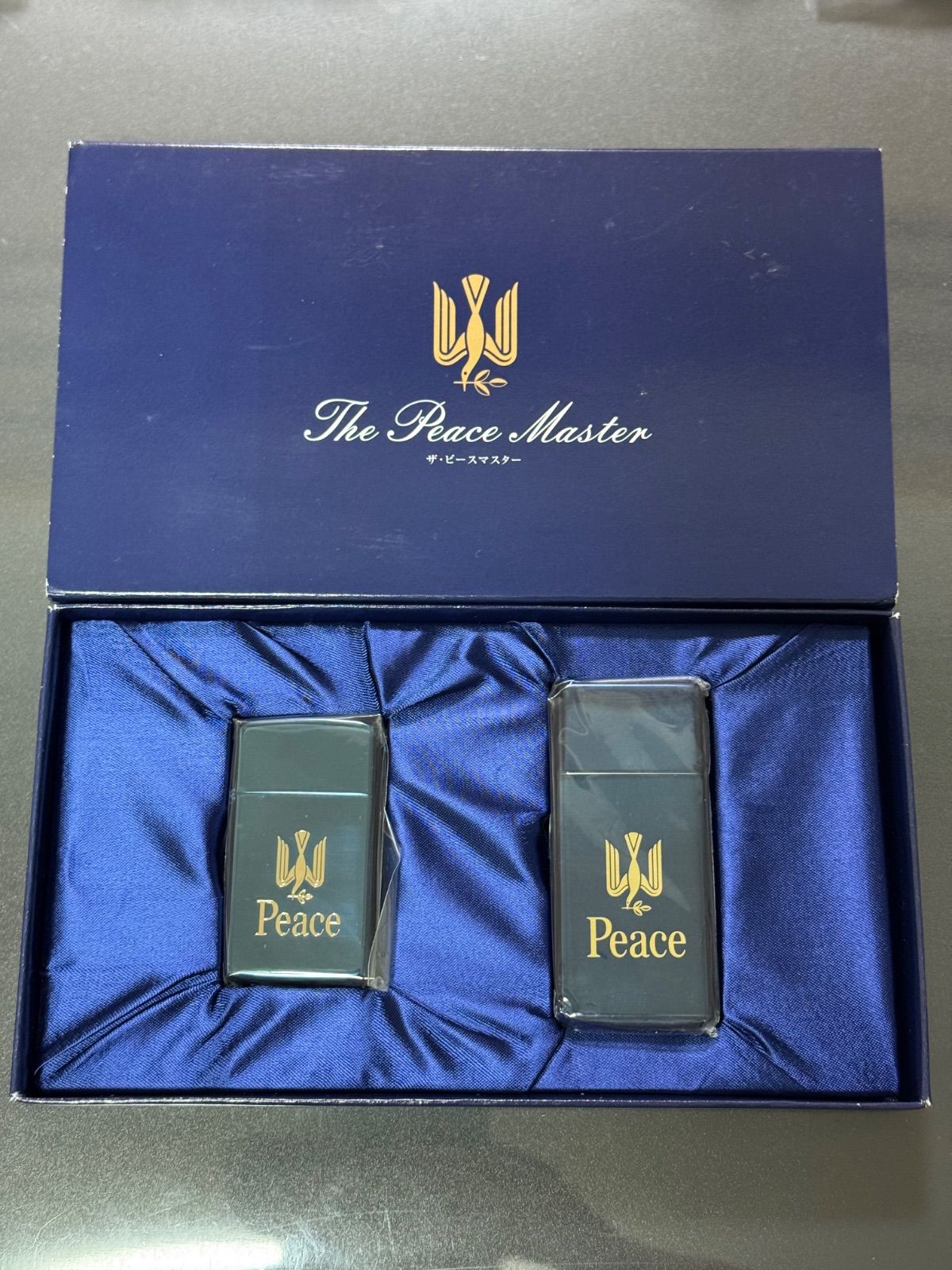 zippo The Peace Master BLUE TITAN 限定品 ザ ピース マスター スリム 年代物 2000年製 ブルーチタン たばこメーカー 懸賞品 PEACE デットストック 専用ケース 携帯灰皿 保証書