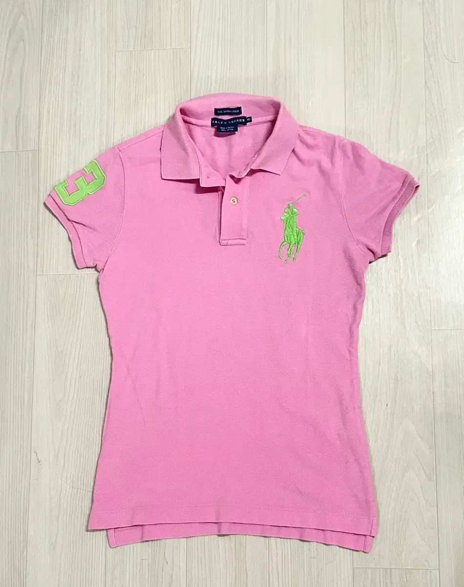超レア POLO RALPH LAUREN ビックポニー ライトピンク タイトフィット カラーTシャツ